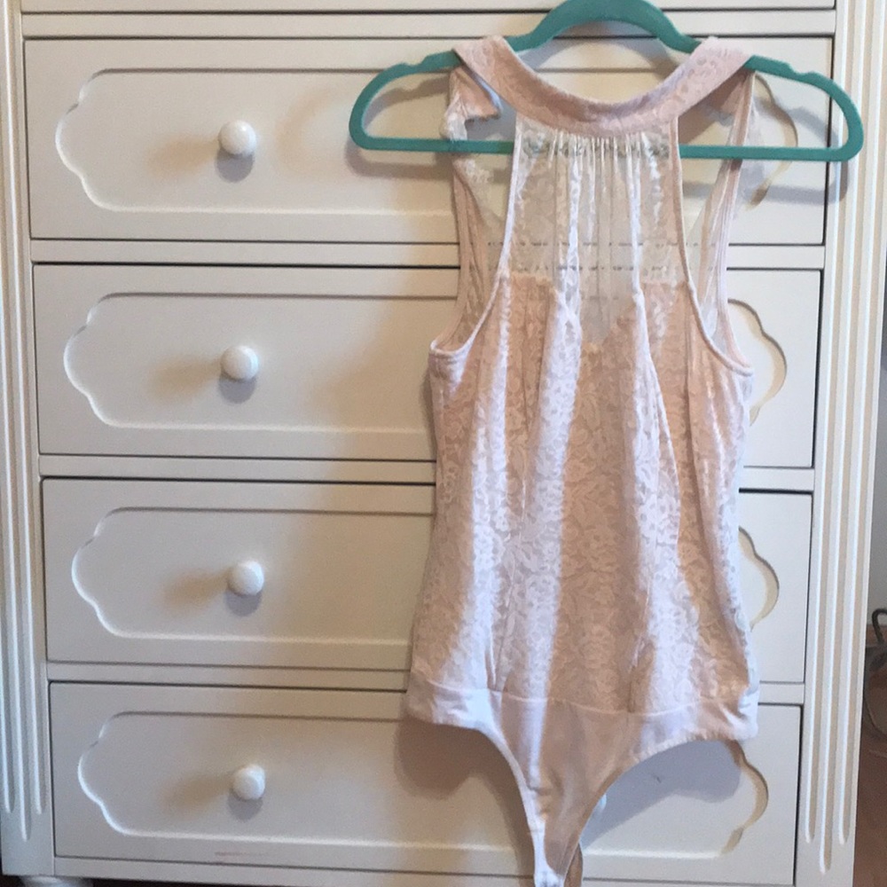 off white lace body suit